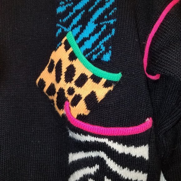 Vintage Obermeyer Wool Blend 'Tic Tac Toe' Mock Turtleneck Ski Sweater - Picture 6 of 9